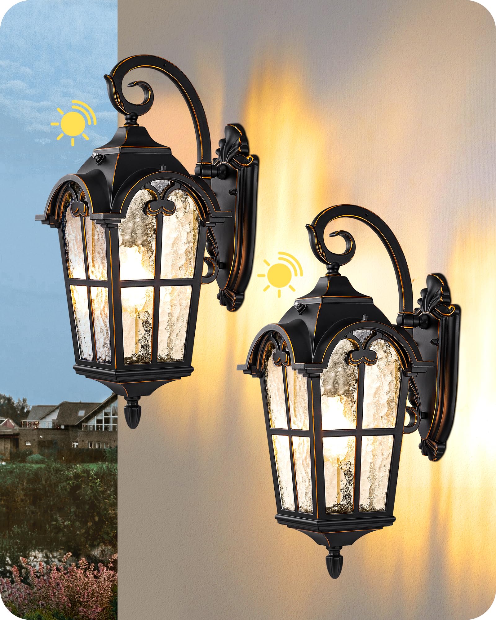EDISHINE Dusk to Dawn Outdoor Wall Light, Roman Large Size